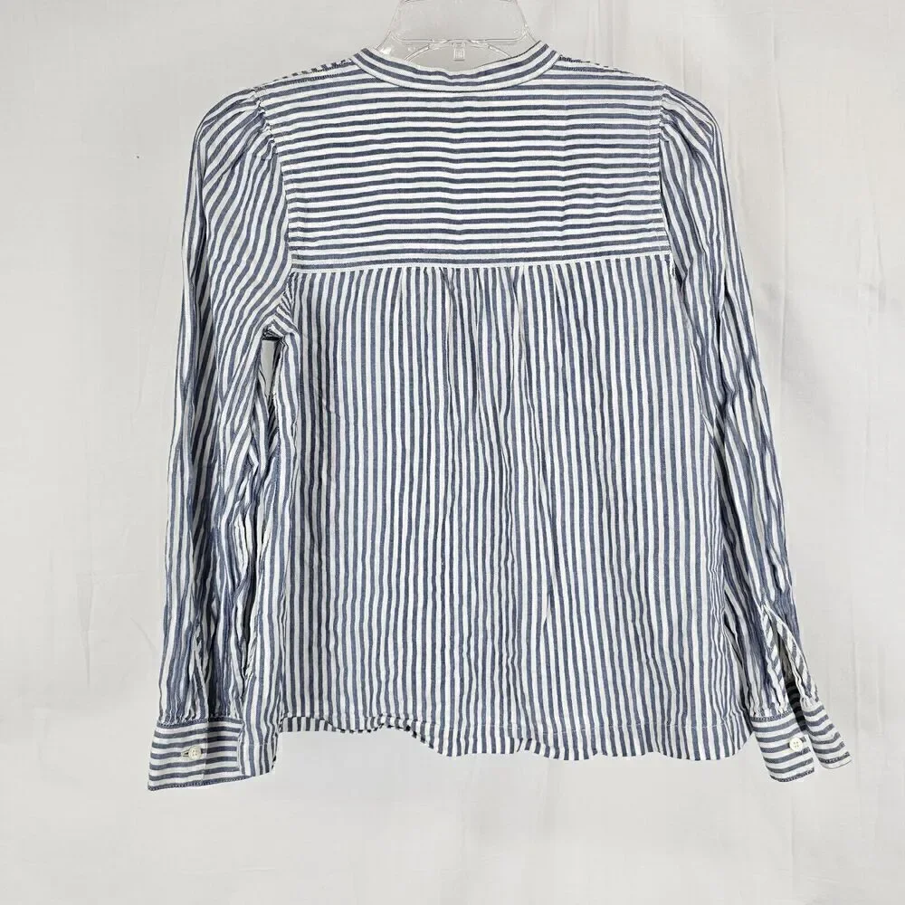 Madewell | Puff-Sleeve Popover Shirt in Railroad Stripe Size XXS